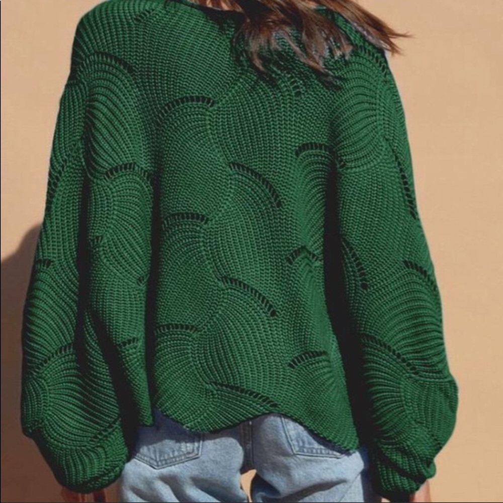 Knit Dolman Sleeve Sweater—Green - Picture 2 of 2